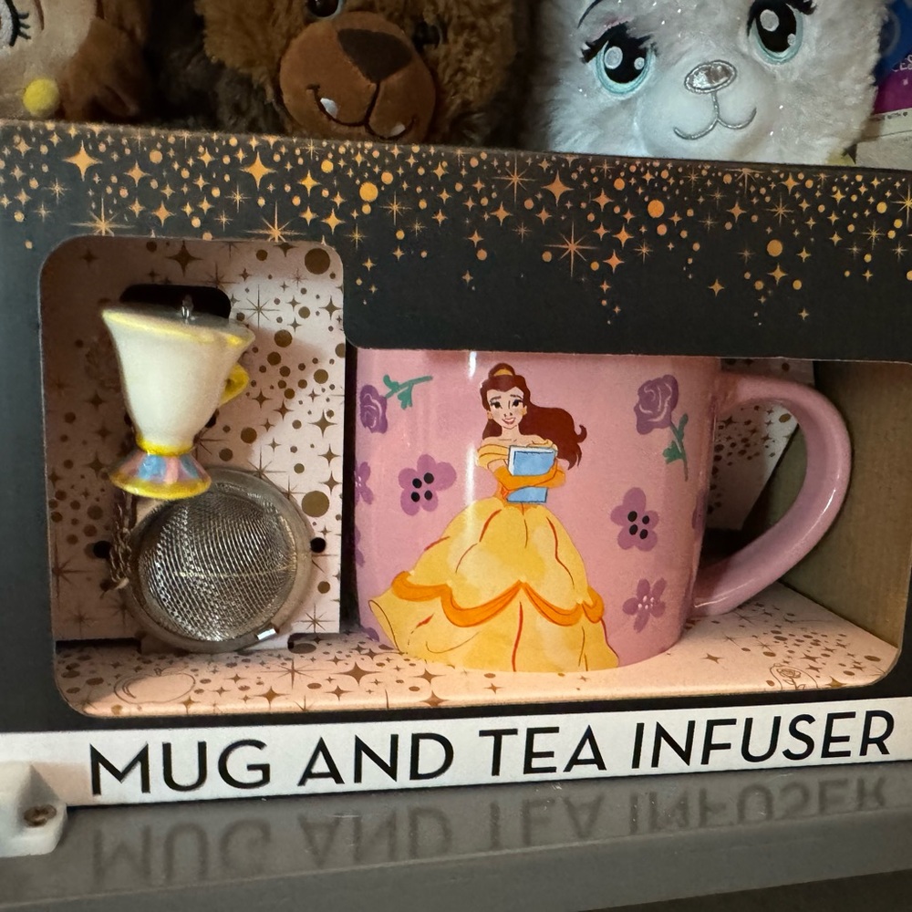 Disney Belle Pink and Yellow Mug with Tea Infuser